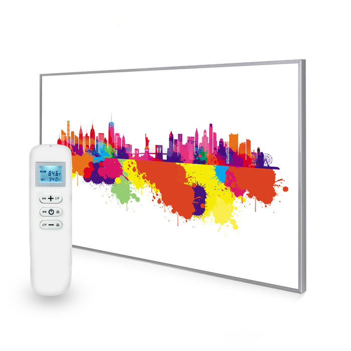 795x1195 New York Skyline Splash Picture Nexus Wi-Fi Infrared Heating Panel 900W - Electric Wall Panel Heater