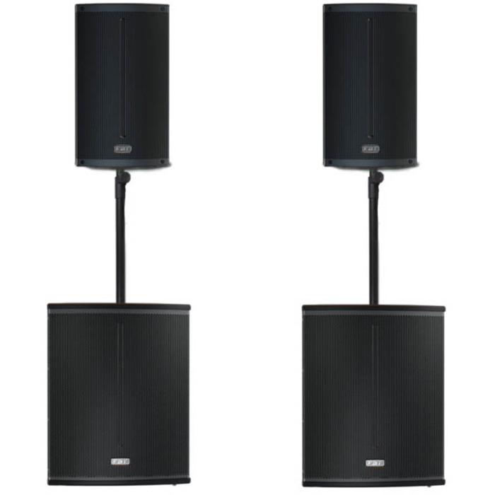 FBT X-Series Active System 5400W XLITE12A x2, X-SUB 118SA x2, Padded Bags and Poles