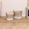 Set Of Two Two Toned Wicker Log Baskets