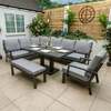 Bracken Outdoors Miami Dark Aluminium Rectangular Corner Set with Adjustable Table Bench and Armchair