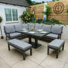 Bracken Outdoors Miami Dark Aluminium Rectangular Corner Set with Adjustable Table, Bench and Stool