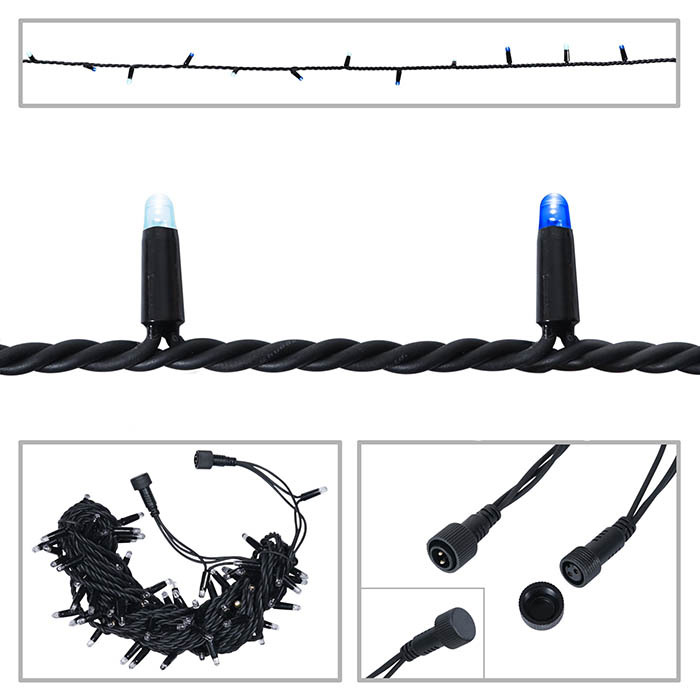 LED String Light Rubber Connectable Design in Blue/Cool White - 10m