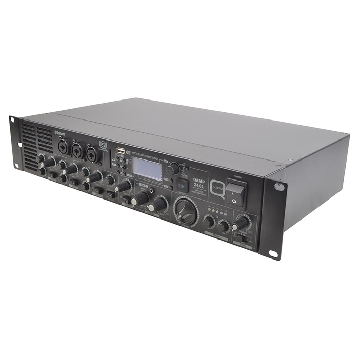1 to 2 Zone 100V Mixer Amplifier with Media Player Bluetooth USB SD Card 240W