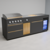 Draco Grills Scandic Line Modular Outdoor Kitchen with 5 Burner BBQ and Fridge, With Teak Side Shelves