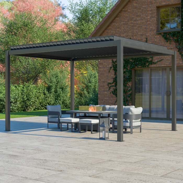 Bracken Outdoors Luna 3m x 4m Anthracite Grey Metal Rectangular Garden Pergola, Mid March 2026