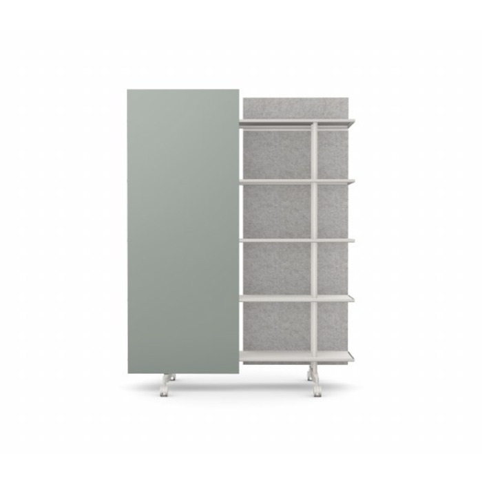 A08 Mobile Shelving Unit with Glass Writing Board