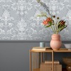 Amelie Floral Damask Wallpaper Slate Blue Rasch 260246