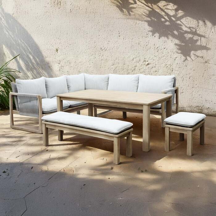 Bracken Outdoors Burford Rope Wooden Square Corner Sofa Garden Furniture Set with Mid Height Table, Mid February 2026