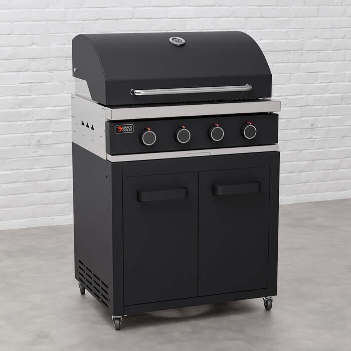 Draco Grills Titan Outdoor Kitchen Black 4 Burner Gas Barbecue with Cabinet, Late February 2026