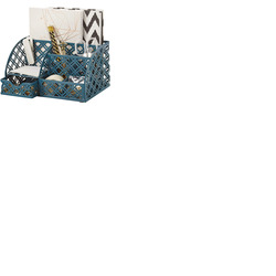 EXERZ Desk Organiser with 7 Compartments -Mesh Desk Tidy Caddy - Aegean Blue