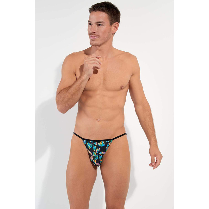 HOM FUNKY STYLE Tanga Brief - Black Print