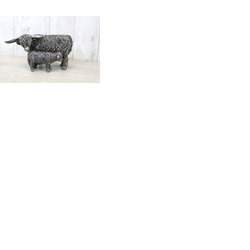 Highland Cow Mother and Child Silver Ornament
