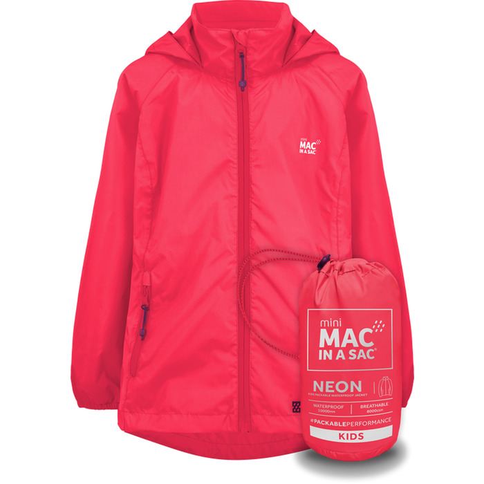 Mac in a Sac Kid's Mini Packable Waterproof Jacket Neon Watermelon 2-4
