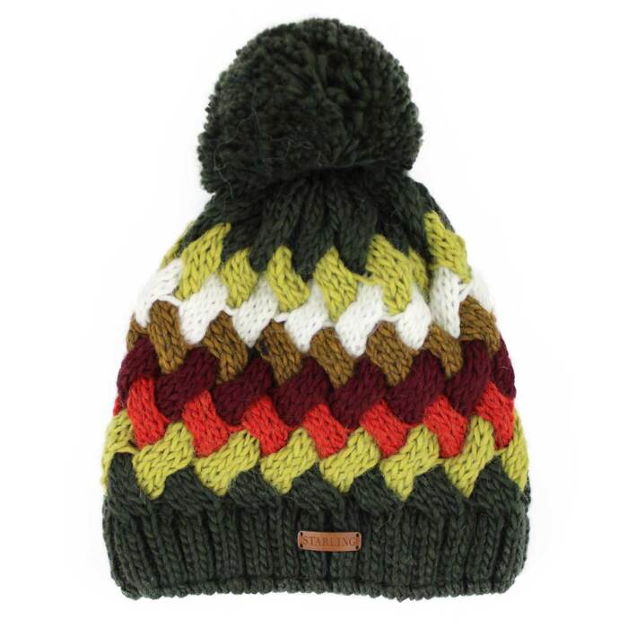 Starling Snake Bobble Beanie Green/Red