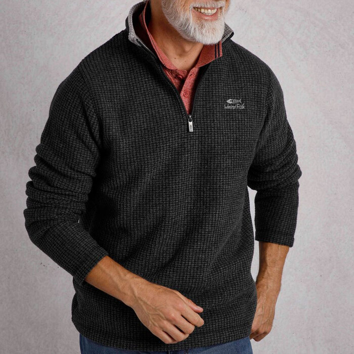Weird Fish Men's Newark 1/4 Zip Fleece Washed Black M