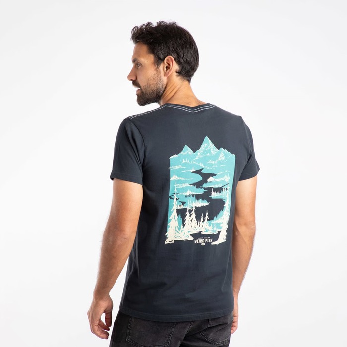 Weird Fish Mountain Valley Graphic T-shirt Navy 2XL