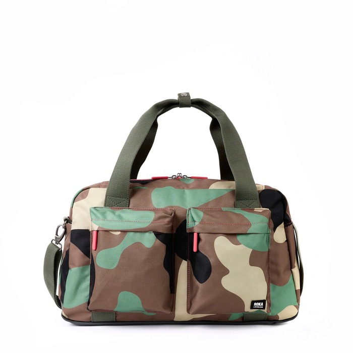 Roka London Gatwick Recycled Canvas Bag Vintage Camo Medium