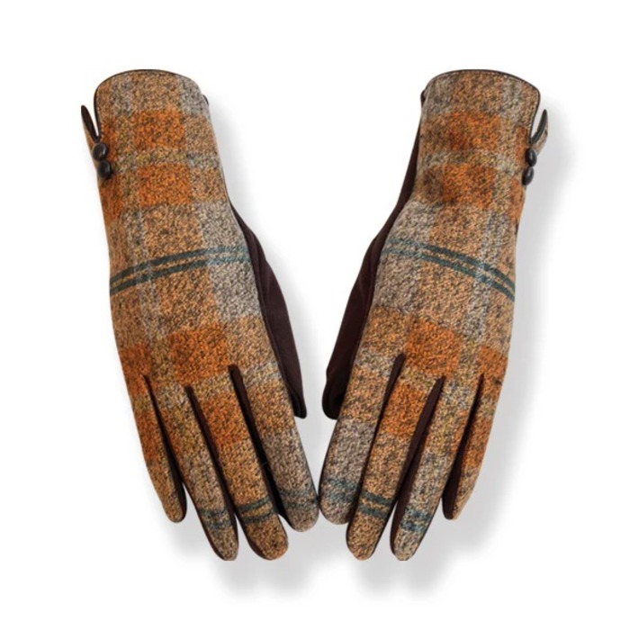 Couthie Ladies Yellow Check Gloves