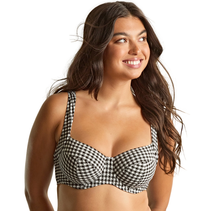 Panache Olivia Full Cup Bikini Top - Black Gingham - 36HH