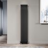 ELEGANT Black Vertical Radiator 1600x294mm Tall Upright Oval Column Single Panel Modern Central Heating