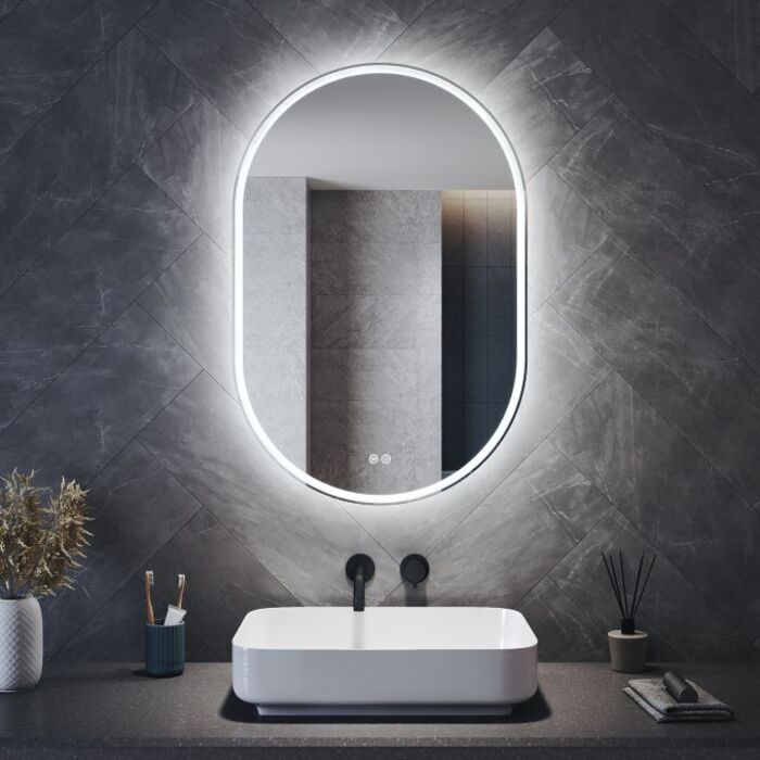 ELEGANT 900 x 600mm Oval Mirror with Anti-Fog, Touch Control & Colour Changing Light