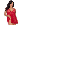 House Of Desire Kiki Lace & Faux Leather Drop Off Babydoll Set