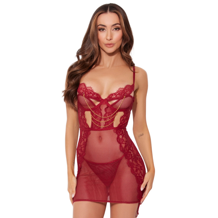 House Of Desire Dezi Lace & Chain Chemise Set