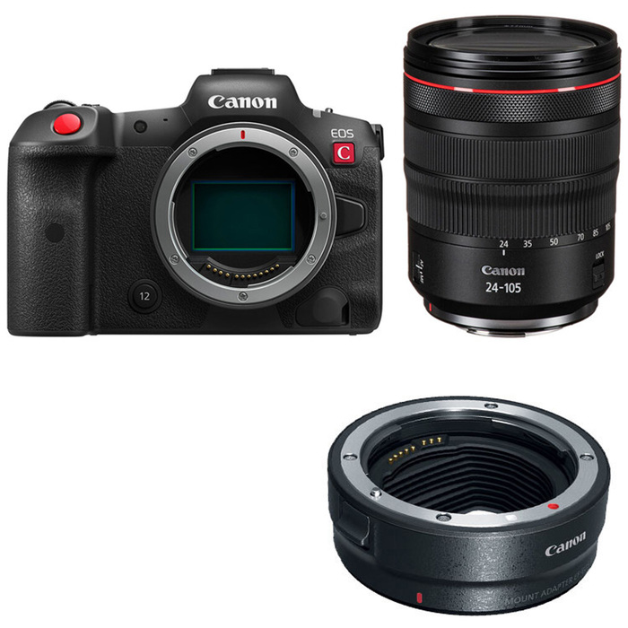 Canon EOS R5 C Mirrorless Cinema Camera with RF 24-105mm f/4L IS Lens with EF-EOS R mount adapter