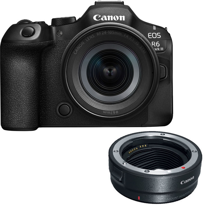 Canon EOS R6 Mark III Mirrorless Camera with RF 24-105mm f/4-7. 1 IS STM Lens with EF-EOS R mount adapter