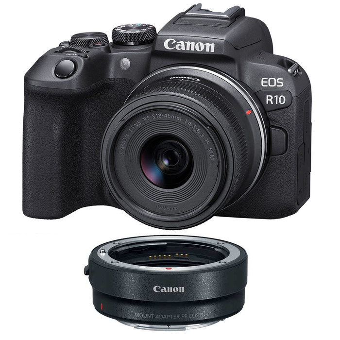 Canon EOS R10 Mirrorless Camera with RF-S 18-45mm STM Lens with EF-EOS R mount adapter