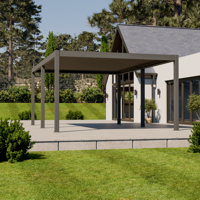 Bracken Outdoors Eclipse Plus 6m x 4m Grey Rectangular Motorised Aluminium Garden Pergola with Lights, Early March 2026