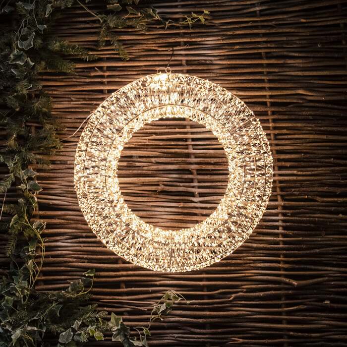 Pre-Lit Christmas Gold Light-Up Wreath 90cm with 10,000 Warm White LED Micro-lights