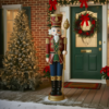 6ft Traditional Christmas Giant Nutcracker Soldier Red Green and Blue with Warm White LED Lights