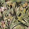 Zanzibar Tropical Heavyweight Vinyl Wallpaper Green / Black Rasch 400006