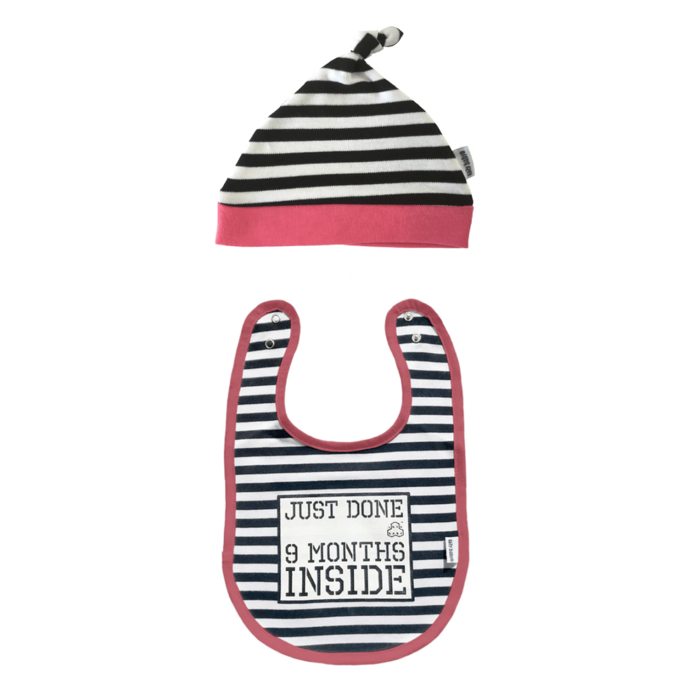 Baby Girl Gift Set Hat and Bib Bundle Just Done 9 Months Inside Cute Baby Gift for Girl