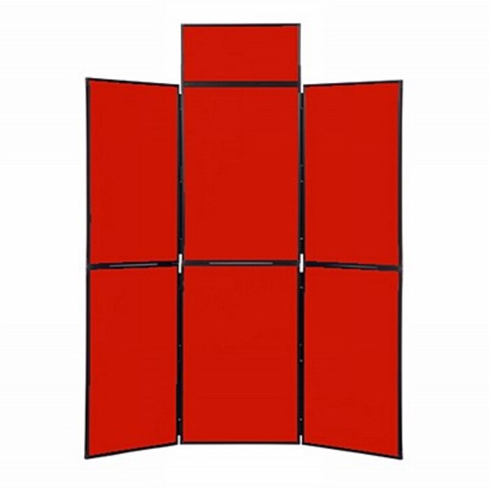6 Panel Folding Display Stand Black Frame/Red Fabric
