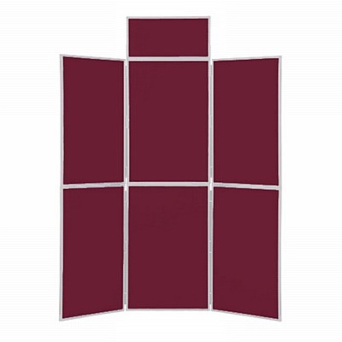 6 Panel Folding Display Stand Grey Frame/Wine Fabric