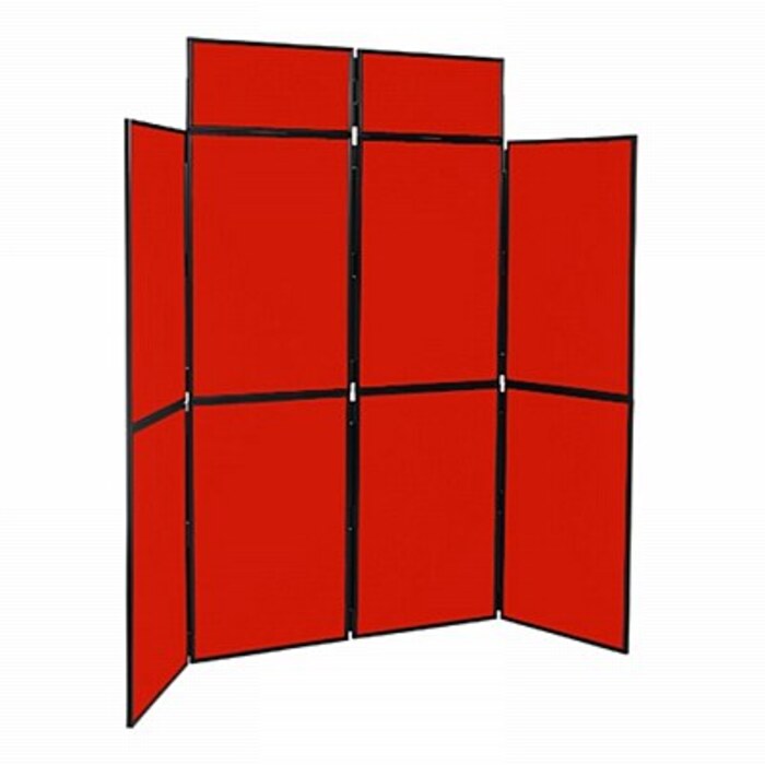 8 Panel Folding Display Stand Black Frame/Red Fabric