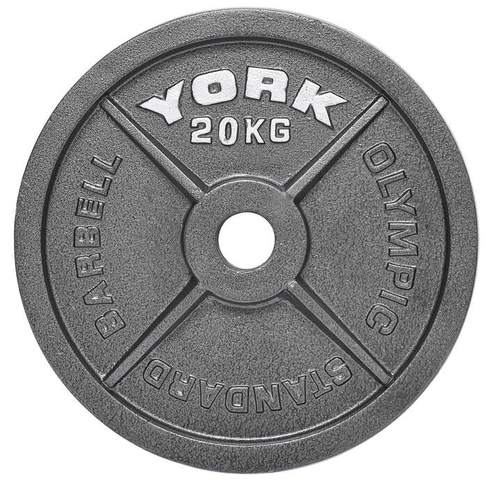 York 20kg Hammertone Cast Iron Olympic Plate