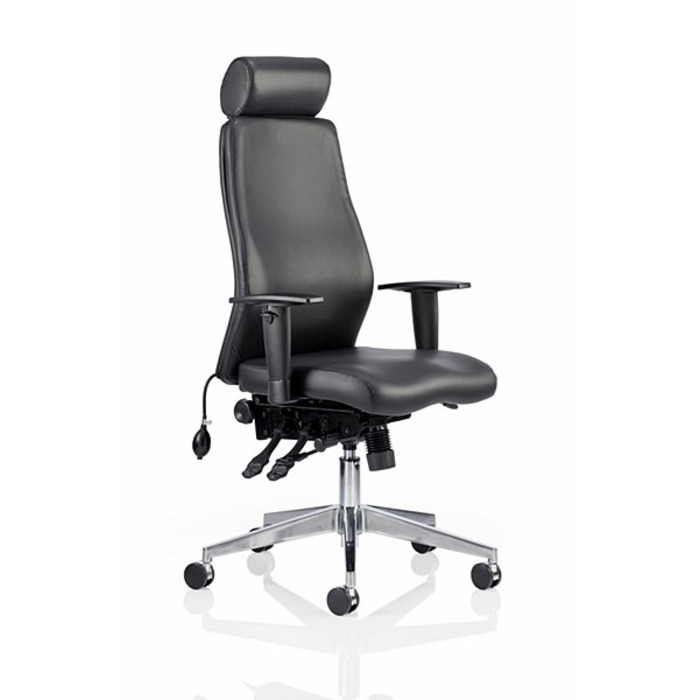 Onyx Posture Chair with Headrest Black Leather