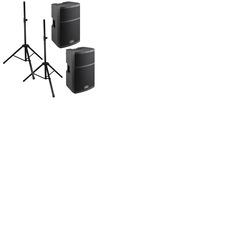 12" 2000w Active Speaker, Set of Two with Stands