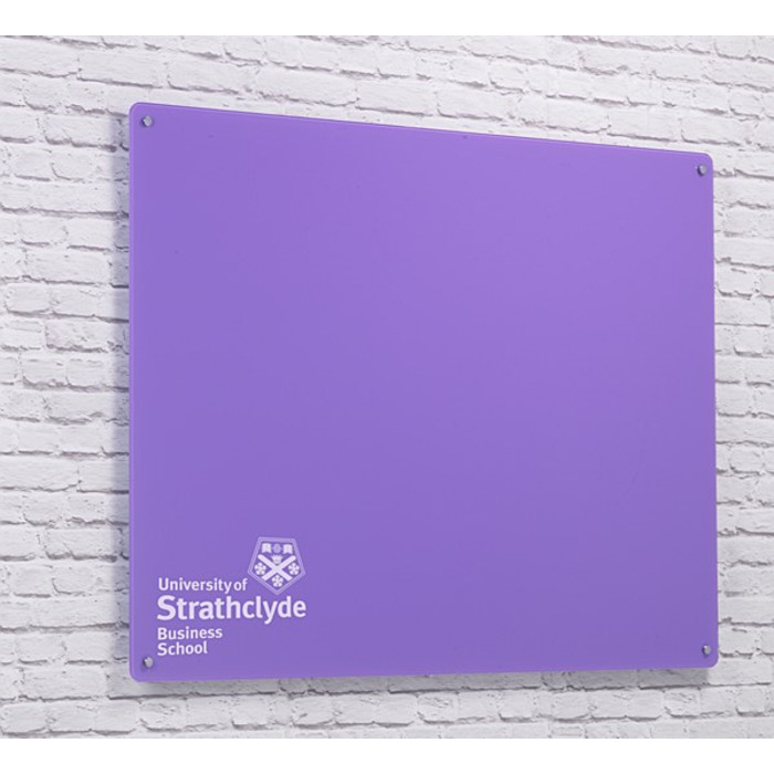 Magnetic Glass Board with your Logo 1200 x 1200mm Lilac