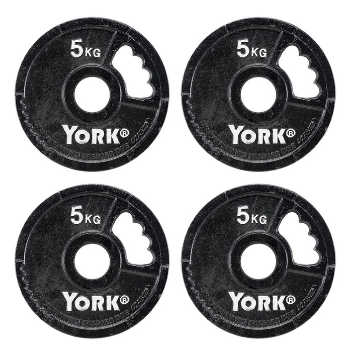 York 4 x 5kg G2 Cast Iron Olympic Weight Plates