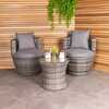 3 Piece Stacking Rattan Furniture Set Grey