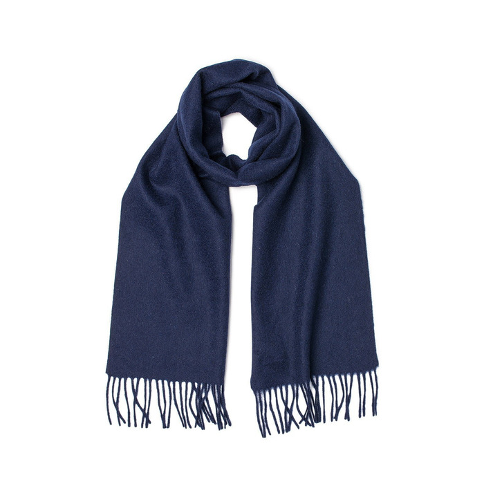 100% Lambswool Plain Navy Scarf