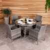 4 Piece Rattan Dining Set Grey