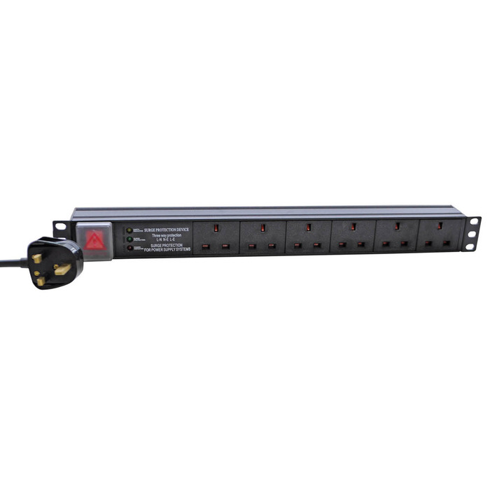 6 x 13A 19" PDU with Surge Protection - 3m