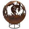 Garden Fire Ball 70cm Dragon Design with Rust Finish