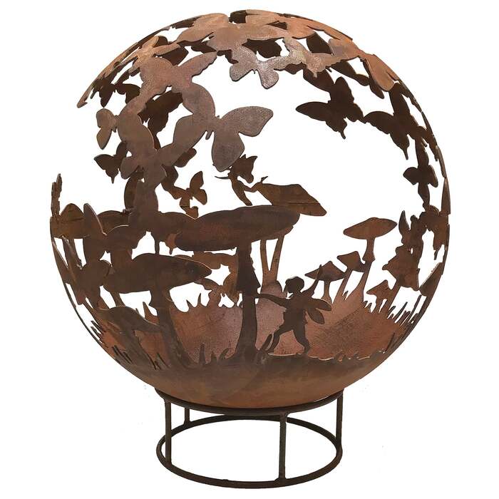 Garden Fire Ball 90cm Fairy Design with Rust Finish