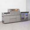 Draco Grills 6 Burner BBQ Modular Outdoor Kitchen with Sear Station and Double Fridge Unit, With Granite Side Panels